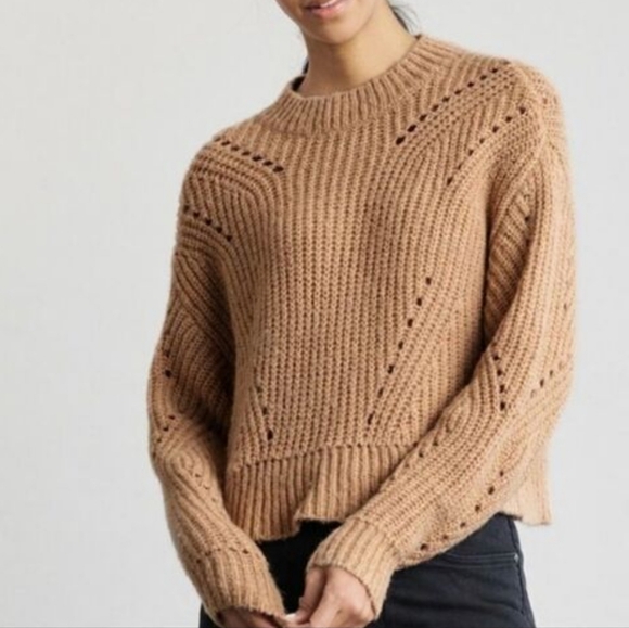Elizabeth and James Tops - Elizabeth and James Open Knit Sweater In Tan Size XL